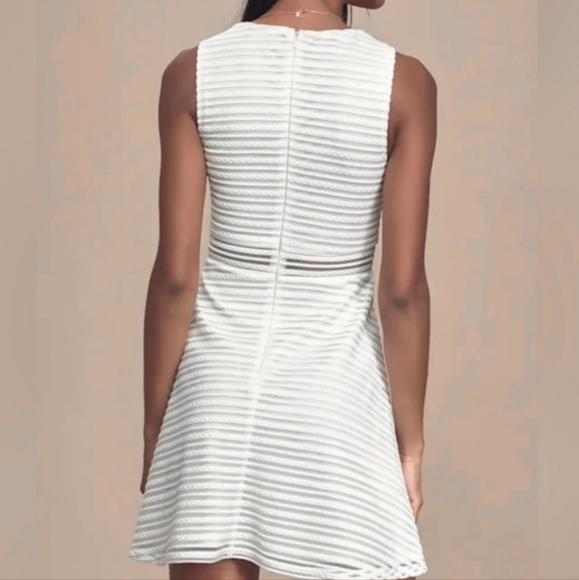 Lulu's Forever Mine White Ribbed Sleeveless Skater Dress - Picture 6 of 6